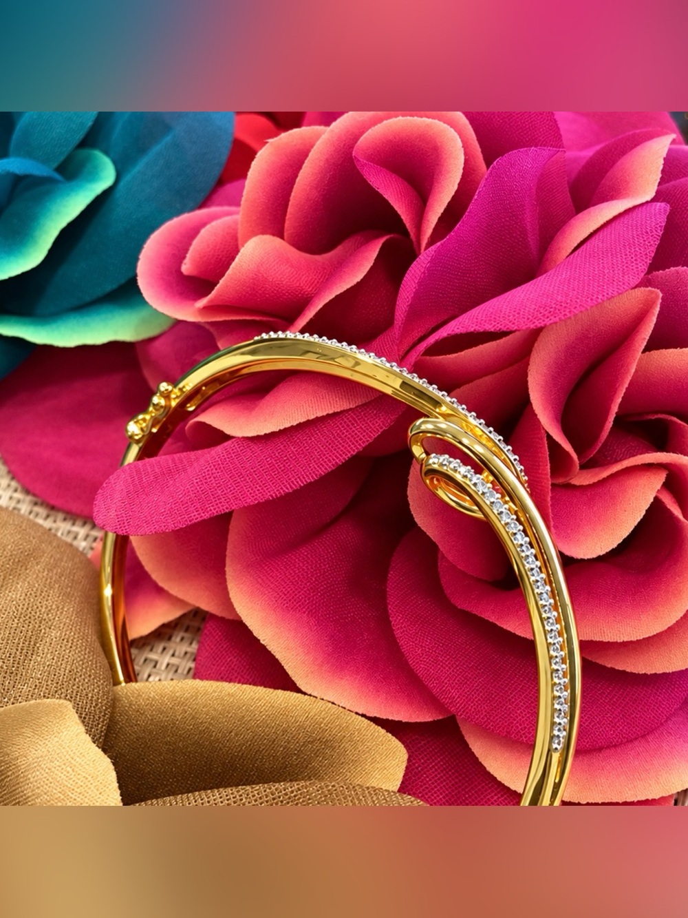 ♥️BRAND NEW ♥️18k gold over silver bracelet with diamonds. exquisite and elegant - Picture 4 of 6